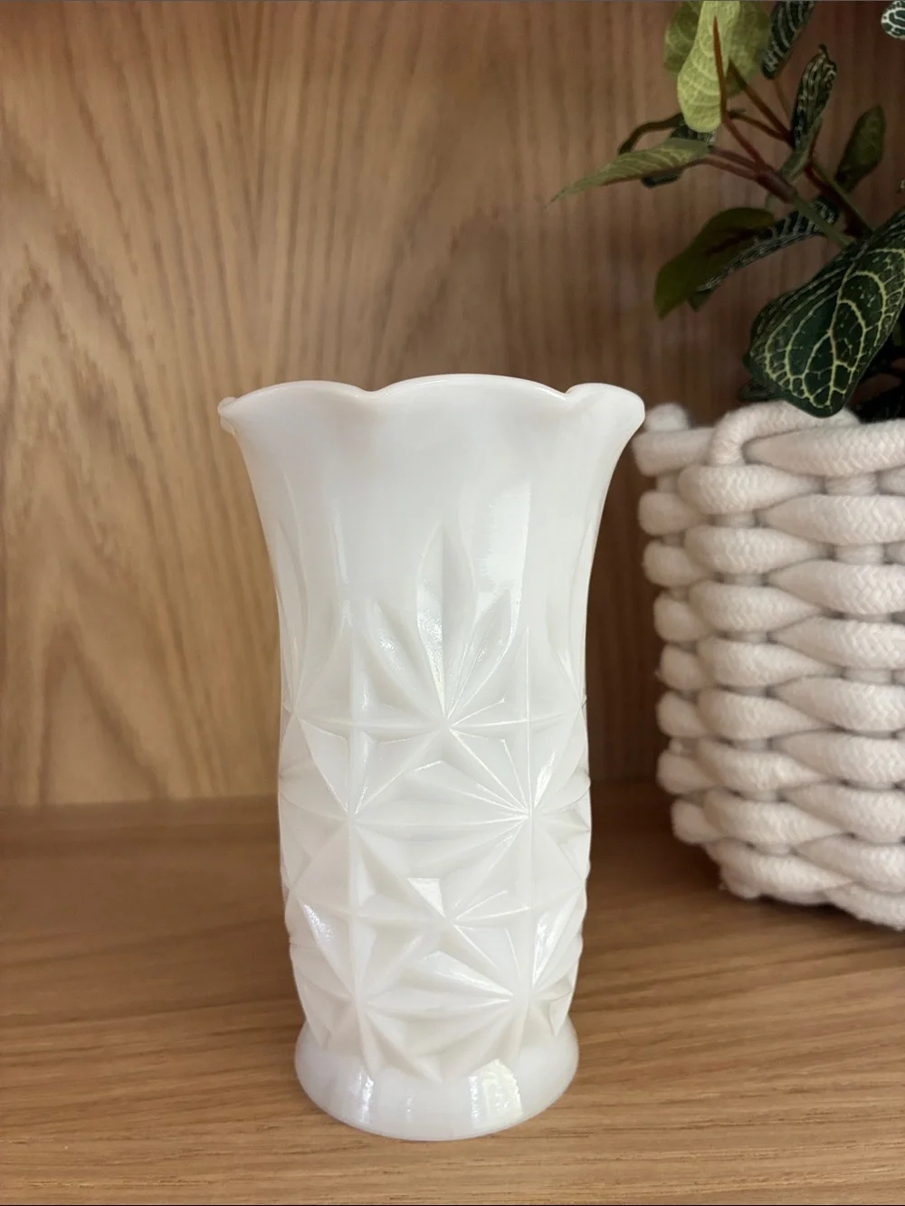 Vintage White Milk Glass Decorative Vase